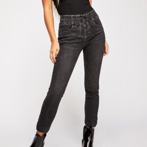 Free People CRVY High-Rise Lace-Up Skinny Jeans